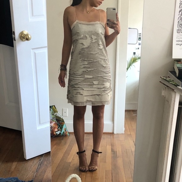 silver mini sequin dress Silver Shimmer Sequin Mini Dress by 75 M / Silver by 75 Degrees and Fuzzy